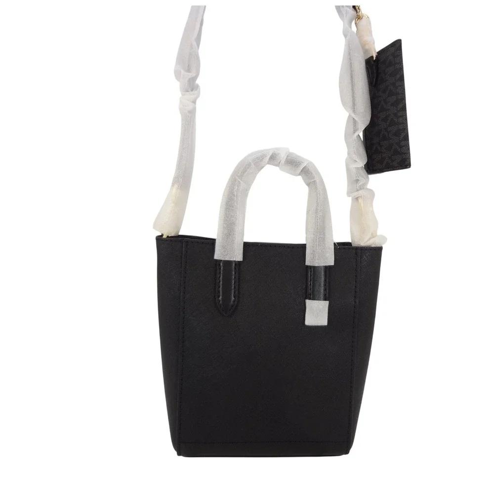 Michael Kors Vincent XS Tote Crossbody Card Case‎ Black Saffiano Leather NEW